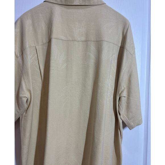 Paradise Blue Men 2X Yellow Silk Hawaiian Button Down Vacation Beach Relaxed - Picture 6 of 8